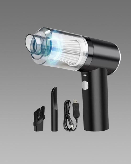 Contemporary Vacuum Car Cleaner, Air Duster ,Wireless Rechargeable, with Powerful Cyclonic, Portable USB Vacuum Cleaner, with LED Light for Home (2 in 1 Vaccum Cleaner 120w)(Black), HEPA Filter