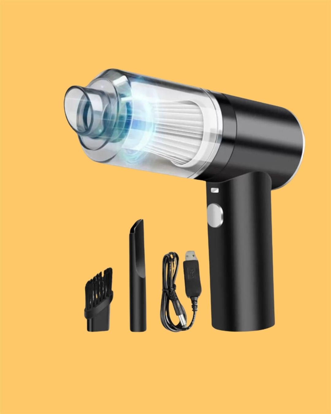 Contemporary Vacuum Car Cleaner, Air Duster ,Wireless Rechargeable, with Powerful Cyclonic, Portable USB Vacuum Cleaner, with LED Light for Home (2 in 1 Vaccum Cleaner 120w)(Black), HEPA Filter